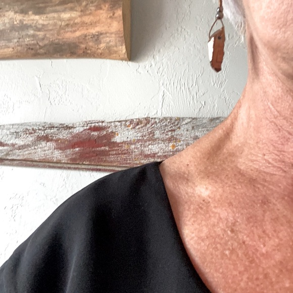 Hand crafted earrings with rough cut irregular copper stones, silver beads. - Picture 3 of 3